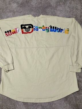 Walt Disney World Spirit Jersey Cream Graphic Long Sleeve Shirt Size XL